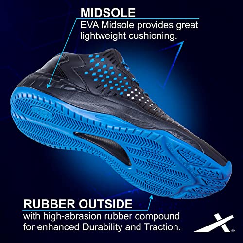Vector X Cosmic Mens Synthetic Leather, Breathable Mesh|Eva Phylon, Rubber Sole Basketball Shoes Streetball Master Non Slip Outdoor Sneakers Cushioning Workout Shoes for Fitness (Black-Blue, 7) - Image 5