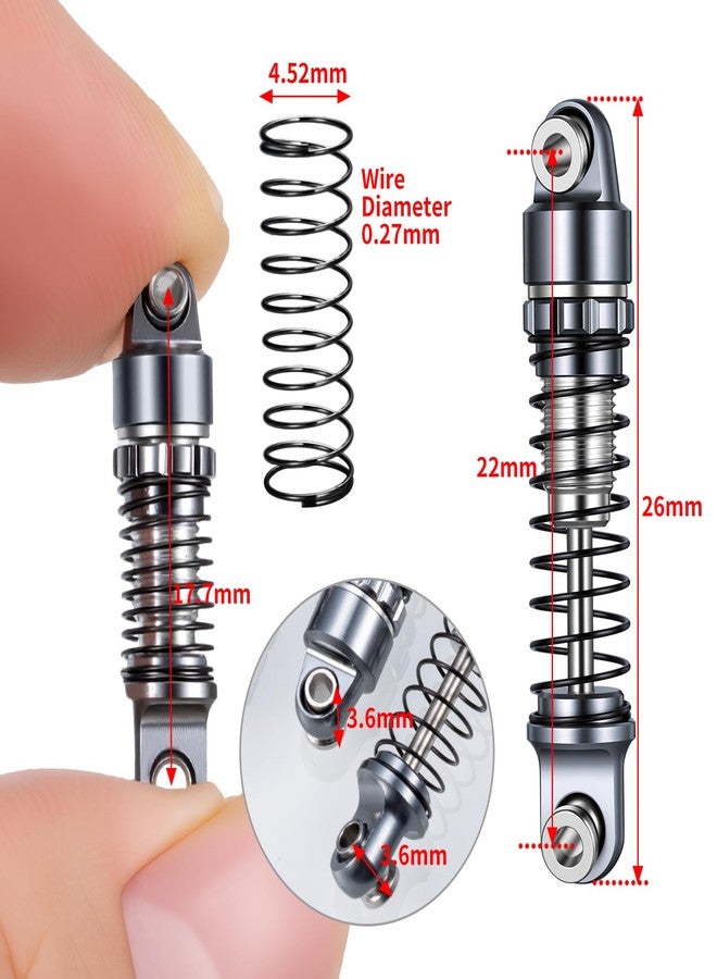 RCLIONS ممتص صدمات من الألومنيوم من RCLIONS بمقياس 1/30 لسيارة SCX30 22 مم، قطع غيار ترقية لسيارات الزحف AXIAL SCX30 K10 JLU RC (تيتانيوم) - Image 3