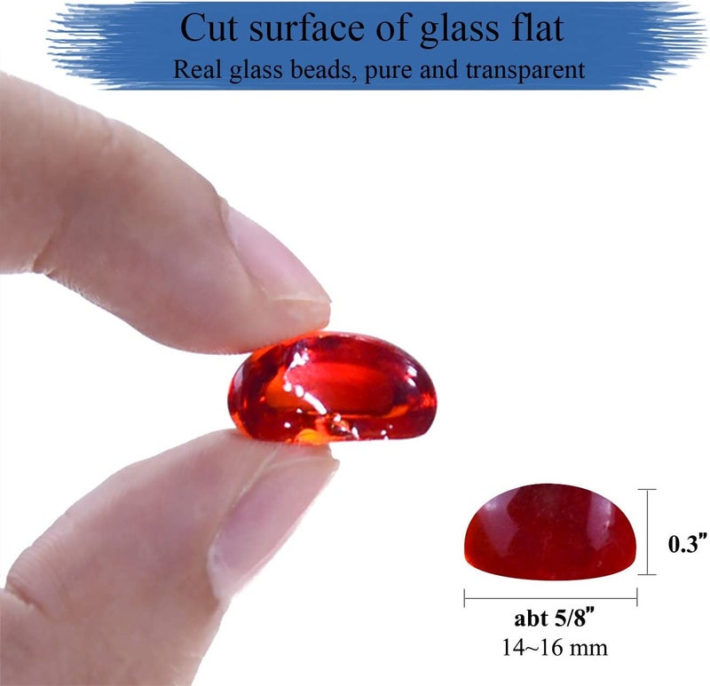 KINGOU Flat Glass Gems/Beads/Stones for Vase Filler, Table Scatter, Games (Red, Mini) - Image 5