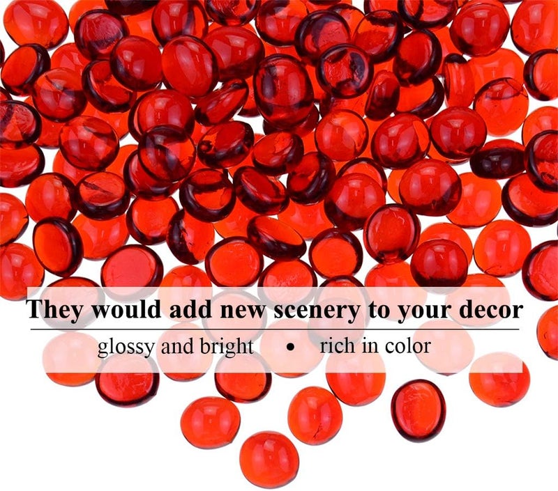 KINGOU Flat Glass Gems/Beads/Stones for Vase Filler, Table Scatter, Games (Red, Mini) - Image 4