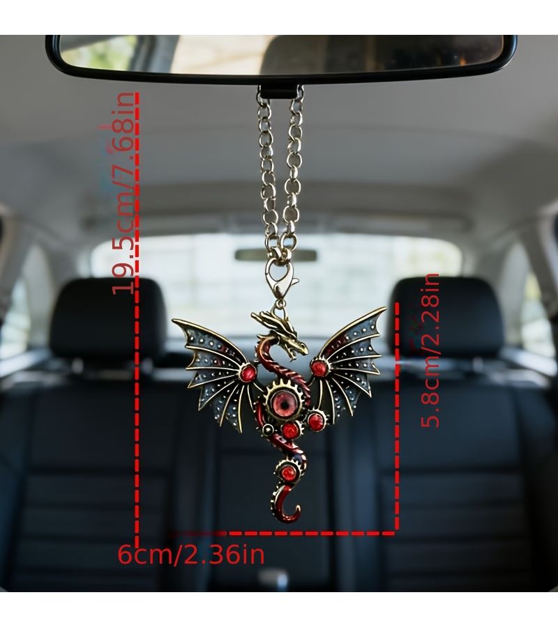Blue Shiny Dragon Car Rearview Mirror Pendant Fun Interior Decorative Gift - Image 2