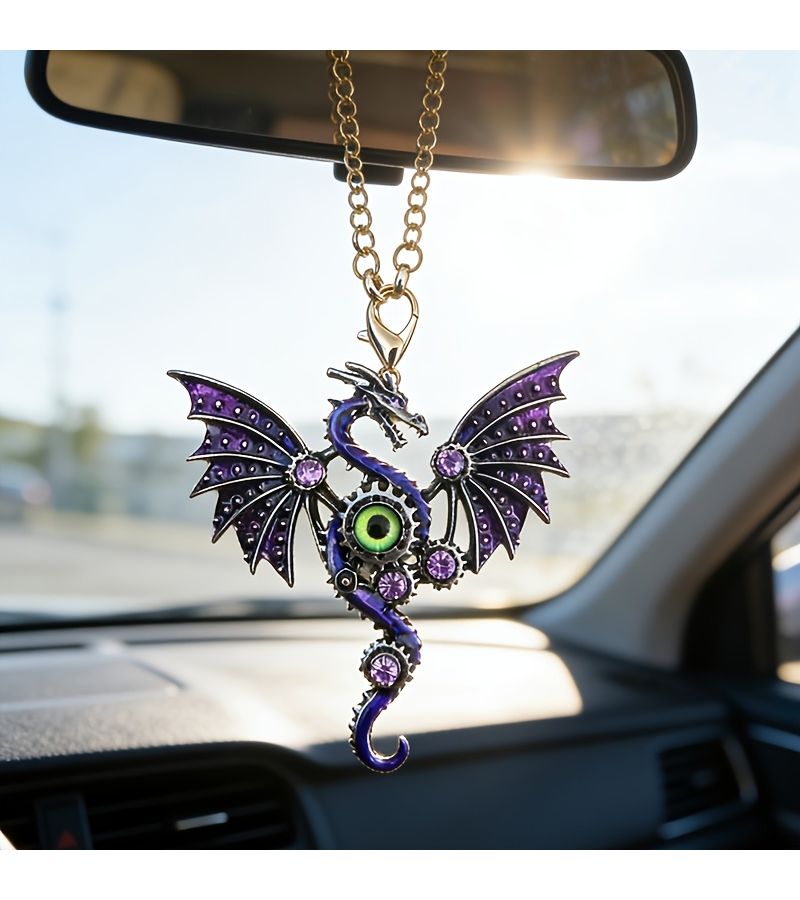 Blue Shiny Dragon Car Rearview Mirror Pendant Fun Interior Decorative Gift - Image 4
