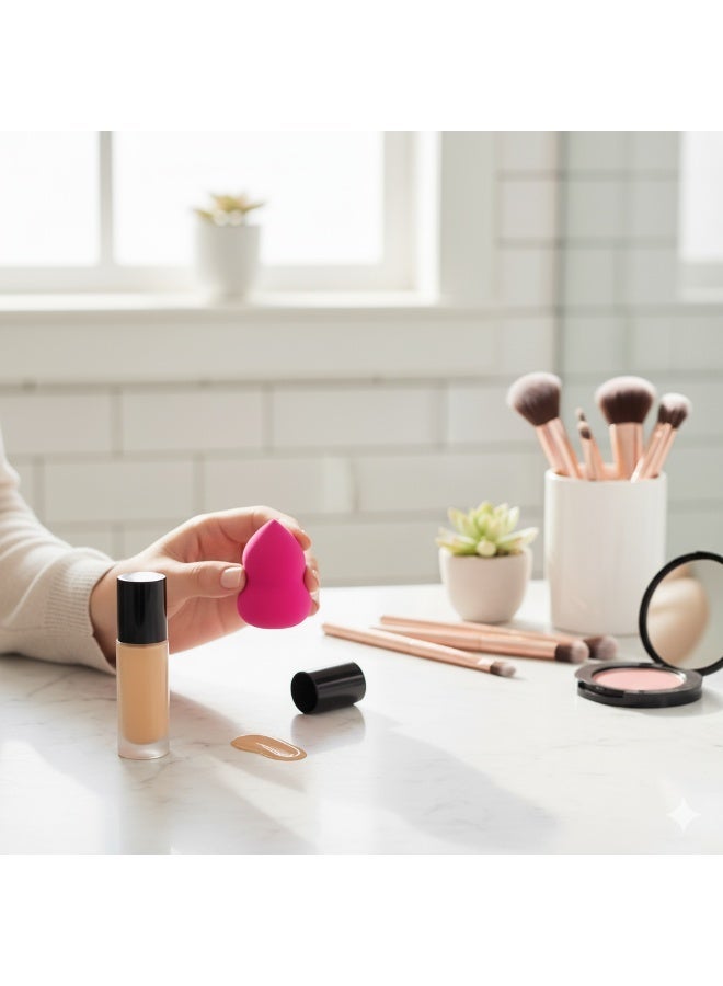 Hourglass Shape Makeup Sponge - Seamless Blending - Hot Pink - Image 2