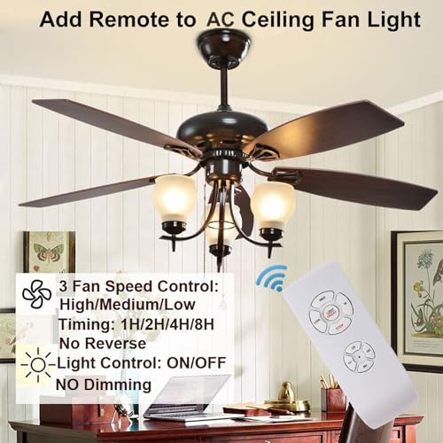 LPHUMEX 3 Pcs Universal Ceiling Fan Remote Control Kits, Small Size Receiver Light Timing & Speed Remote Ceiling Fan Controller (3 Fan Remotes + 3 Small Receivers) - Image 2