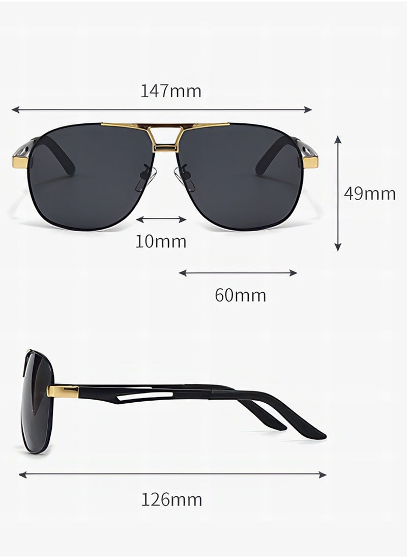 Gmisun - Men's Full Rim Polarized UV400 Aviator stainless Frame Sunglasses - Lens Size: 60 mm - Image 1