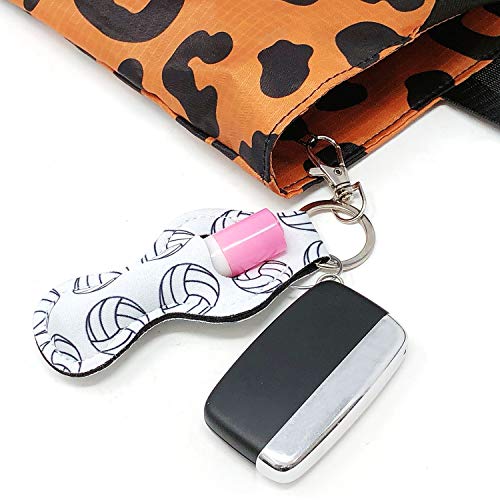 allydrew 10 Pack Chapstick Holder Keychain, Keyring for Lip Balm Lip Gloss Lipstick with 10 Pieces Metal Keyring Clasps, Volleyball - Image 5