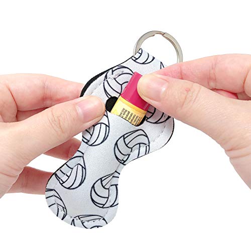 allydrew 10 Pack Chapstick Holder Keychain, Keyring for Lip Balm Lip Gloss Lipstick with 10 Pieces Metal Keyring Clasps, Volleyball - Image 3