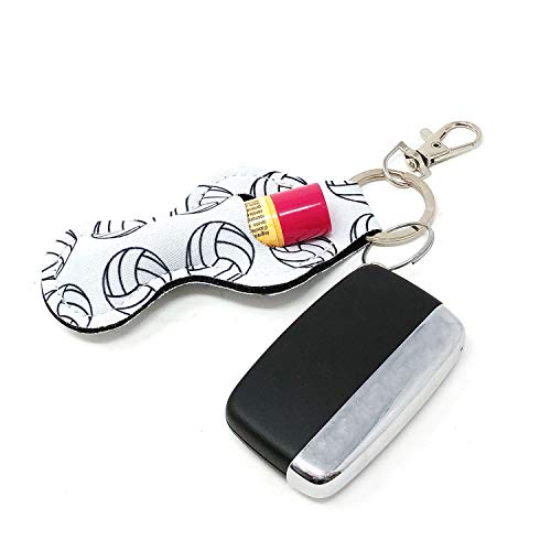 allydrew 10 Pack Chapstick Holder Keychain, Keyring for Lip Balm Lip Gloss Lipstick with 10 Pieces Metal Keyring Clasps, Volleyball - Image 2