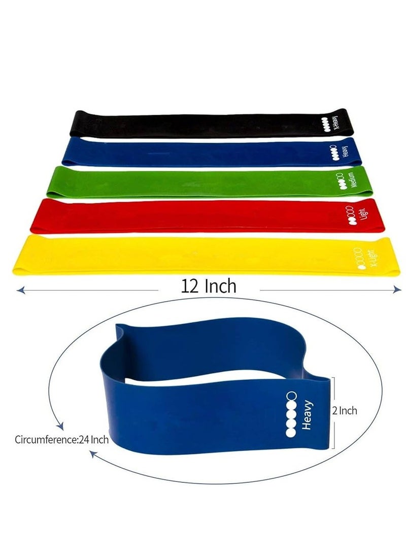 Resistance Bands Exercise Bands For Woman Yoga Resistance Loop Bands For Legs And Butt Workout Bands For Home Gym Fitness 5 Set With Bag