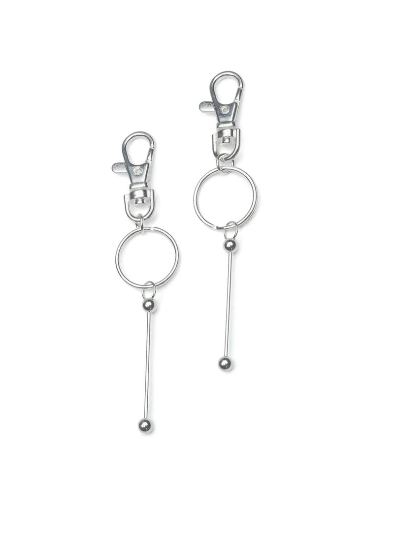 دبوس معدني مع مشبك المفاتيح فضي لامع 2.5 بوصة - Image 2