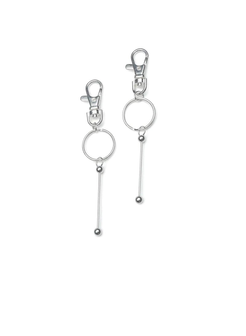 دبوس معدني مع مشبك المفاتيح فضي لامع 2.5 بوصة - Image 1