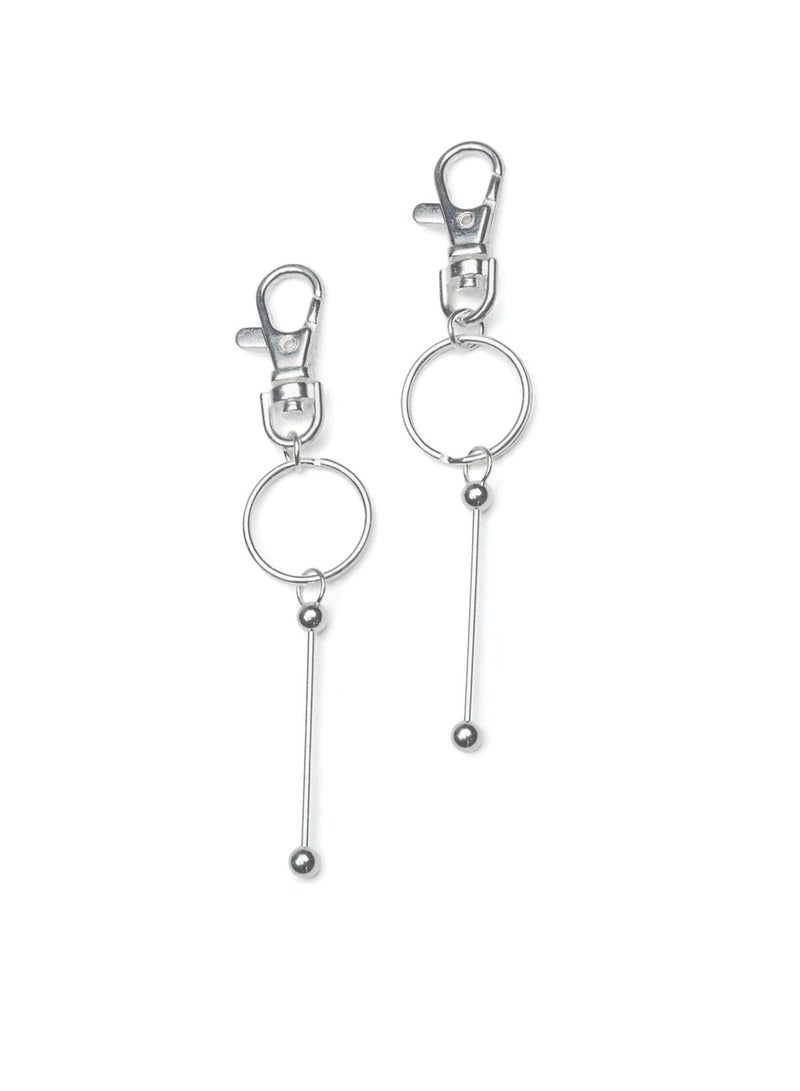 دبوس معدني مع مشبك المفاتيح فضي لامع 2.5 بوصة - Image 3