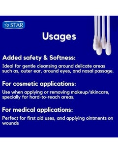 Star Cotton Swabs 1000 Pieces (500x 2) - Soft & Flexible Ear Buds - 100% Pure Cotton Double-Ended Cotton Buds - Premium Quality Disposable Swabs - For Babies, Personal Care & Cleaning - Assorted Colors  - Image 4