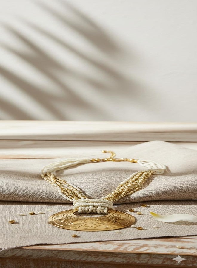 دي سي أيه قلادة نسائية من النحاس الأبيض والذهبي/الزجاج من DCA (4393) - Image 5