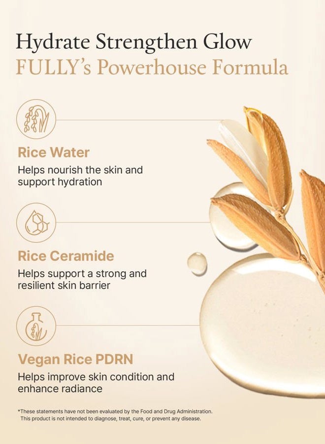 Fully Rice Ceramide Moisturizing Cream – Deep Hydration Korean Facial Cream with Rice Bran Extract & Ceramide, Strengthens Barrier, Glowing Skin, Fragrance-Free, Vegan& Dermatologist Tested 3.04 fl.oz - Image 3