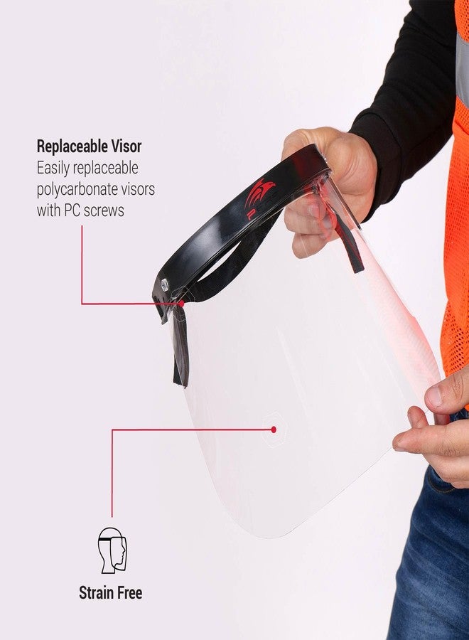 PERF Face Shield | High-Impact Resistant Polycarbonate Visor | Comfortable Adjustable Elastic Band with Replaceable Polycarbonate Visor (One Complete Face Shield + 10 Replaceable Visors) - Image 3