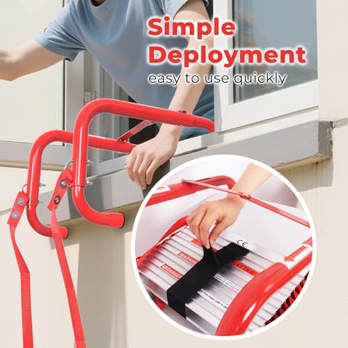 SHAREWIN Portable Fire Ladder 2 Story Emergency Escape Ladder 15 Ft with Wide Steps V Center Support - Image 5