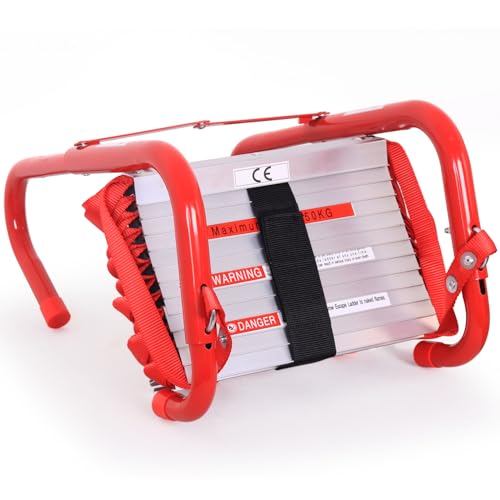 SHAREWIN Portable Fire Ladder 2 Story Emergency Escape Ladder 15 Ft with Wide Steps V Center Support - Image 1