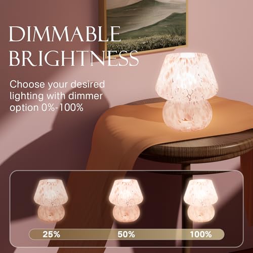Dawnwake Mushroom Lamp Table Lamp for Bedroom,Small Desk Bedside Lamps for Living Room,Mushroom Decor Cute Mini Modern Mid Century Lamps for Night Stands,Aesthetic Home Living Room Decor(Blush Pink) - Image 3