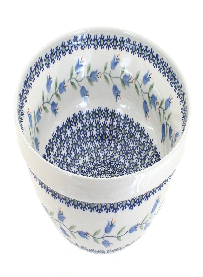 Blue Rose Pottery وعاء تقديم كبير من الخزف البولندي "بلو روز" - بتصميم زهرة التوليب الزرقاء - قطر 9.25 بوصة - وعاء مثالي لتقديم المعكرونة والسلطة، متين وآمن للغسل في غسالة الأطباق - Image 1