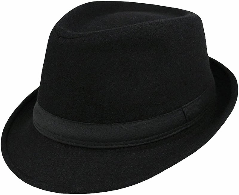 UTOWO Kids-Felt-Fedora-Trilby-Gangster-Hat Toddler-Boys Panama Derby Manhattan Cuban Hat Jazz-Cap(Size 6 5/8 for 2-5T) Black - Image 1