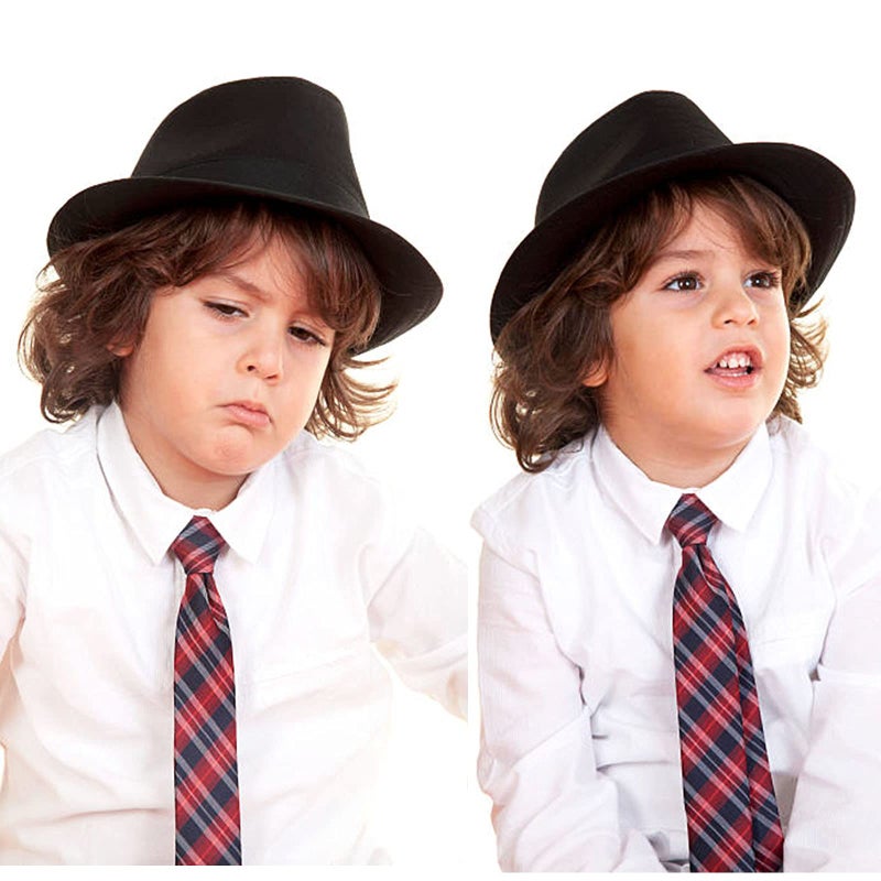 UTOWO Kids-Felt-Fedora-Trilby-Gangster-Hat Toddler-Boys Panama Derby Manhattan Cuban Hat Jazz-Cap(Size 6 5/8 for 2-5T) Black - Image 2