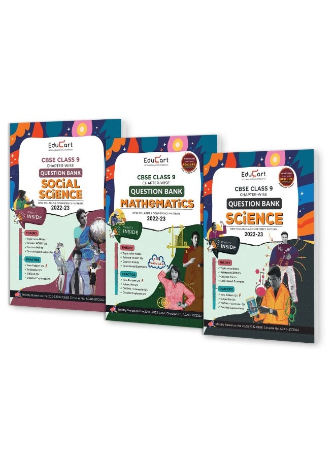 null - Educart CBSE Class 9 Combo of Science, SST and Maths Question Banks for 2022-23 (Includes Chapter wise Theory & Practice Questions 2023) Edubooks - Image 1