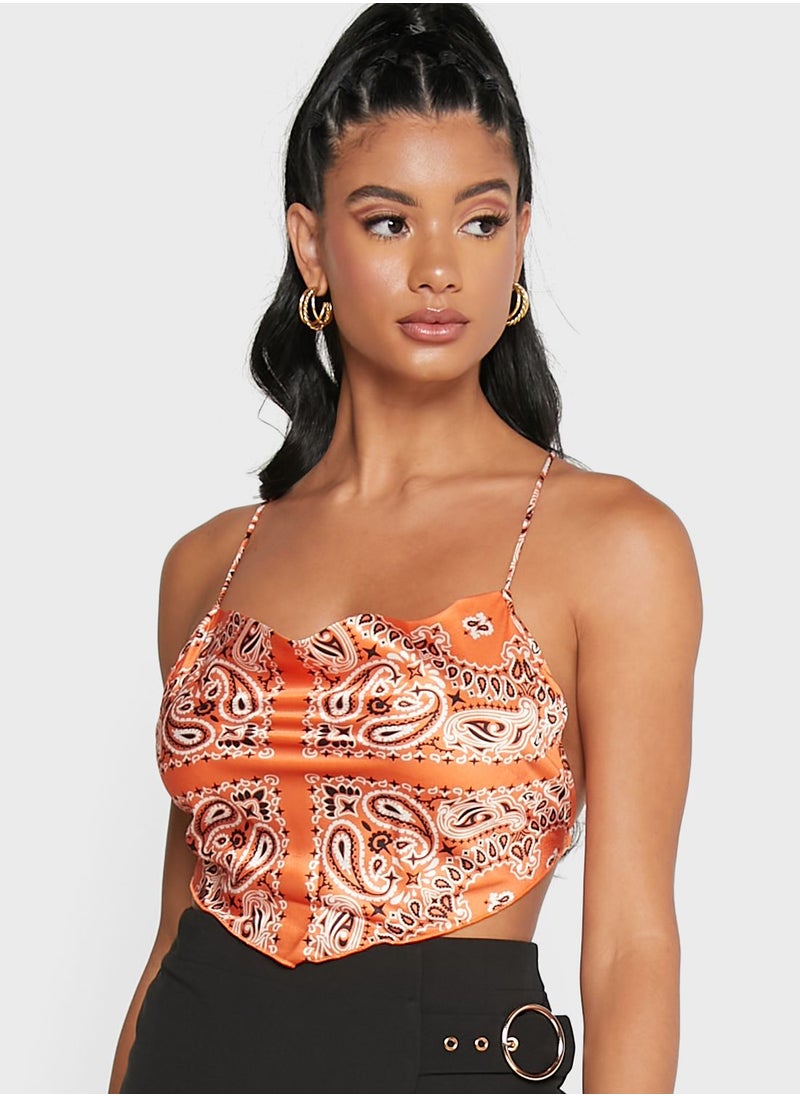 Missguided Petite - Scarf Print Cowl Neck Top - Image 1