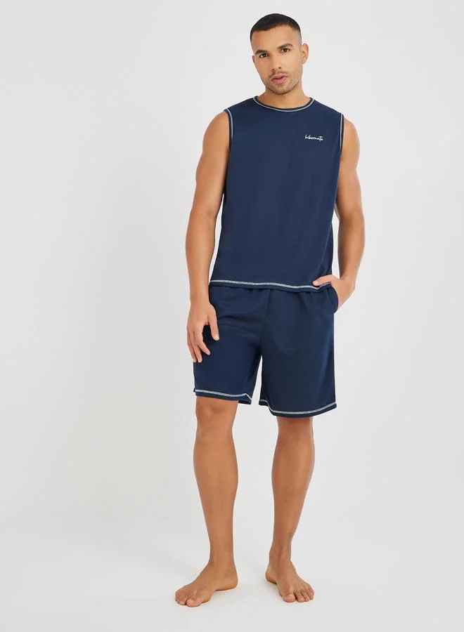 Styli Styli Minimal Print Tank Top and Shorts Set