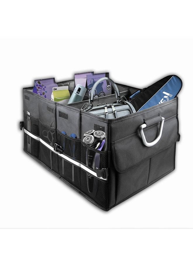 Gerenic Car Trunk Organizer Holder, Auto Cargo storage Container Box, Boot Case With Foldable Cover Lid, Adjustable Pkt, Collapsible Multi Compartment, Non Slip Bottom, Waterproof Oxford in Black, 23inch,58cm  - Image 4