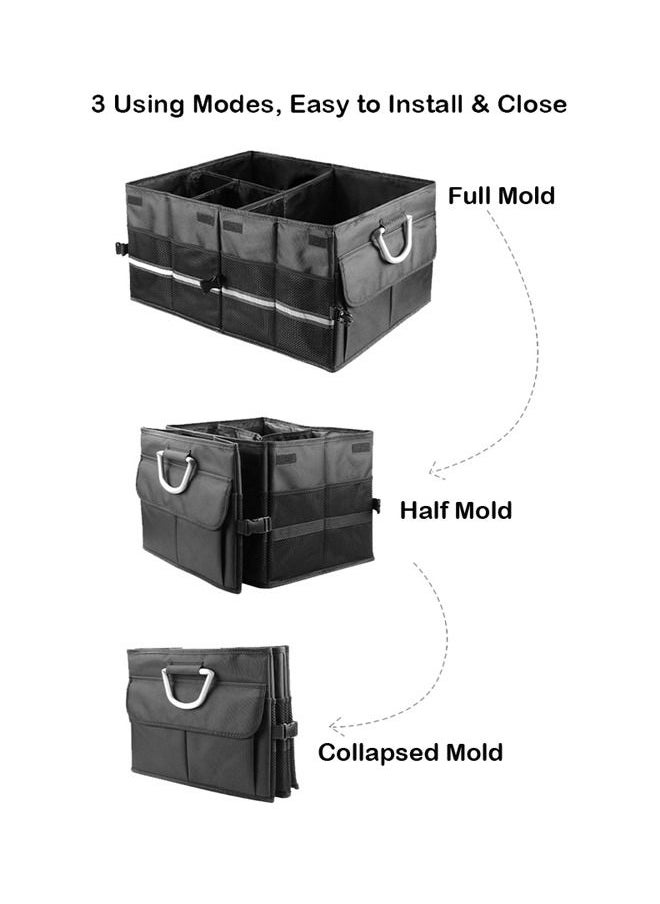Gerenic Car Trunk Organizer Holder, Auto Cargo storage Container Box, Boot Case With Foldable Cover Lid, Adjustable Pkt, Collapsible Multi Compartment, Non Slip Bottom, Waterproof Oxford in Black, 23inch,58cm  - Image 2