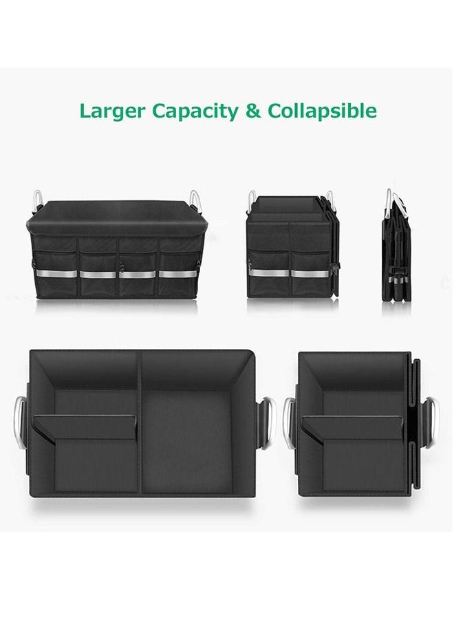 Gerenic Car Trunk Organizer Holder, Auto Cargo storage Container Box, Boot Case With Foldable Cover Lid, Adjustable Pkt, Collapsible Multi Compartment, Non Slip Bottom, Waterproof Oxford in Black, 23inch,58cm  - Image 3