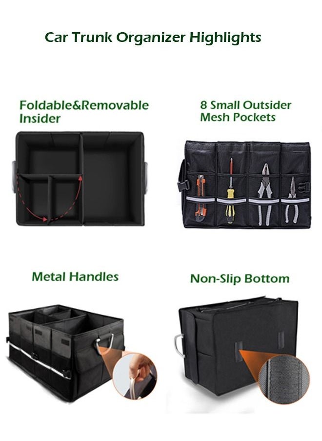 Gerenic Car Trunk Organizer Holder, Auto Cargo storage Container Box, Boot Case With Foldable Cover Lid, Adjustable Pkt, Collapsible Multi Compartment, Non Slip Bottom, Waterproof Oxford in Black, 23inch,58cm  - Image 5