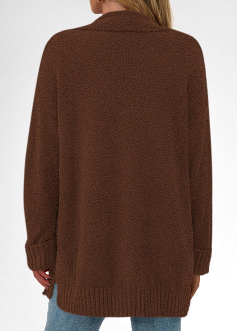 KIRUNDO Cardigan Sweaters for Women 2026 Fall Chunky Fuzzy Knit Open Front Loose Long Sleeve Sweater Coats Winter Clothing(Brown, XX-Large) - Image 2