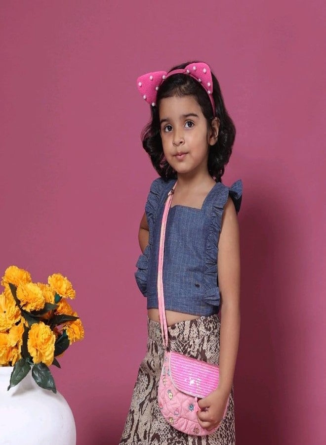 MASQ by Q-One Embroidered Crossbody Sling Bag for Kids Girls with Sparkle Sequin Work, Princess Cute Crossbody Handbags for Outing, Parties, Best Gift for Girls 3-12 Years - Image 4