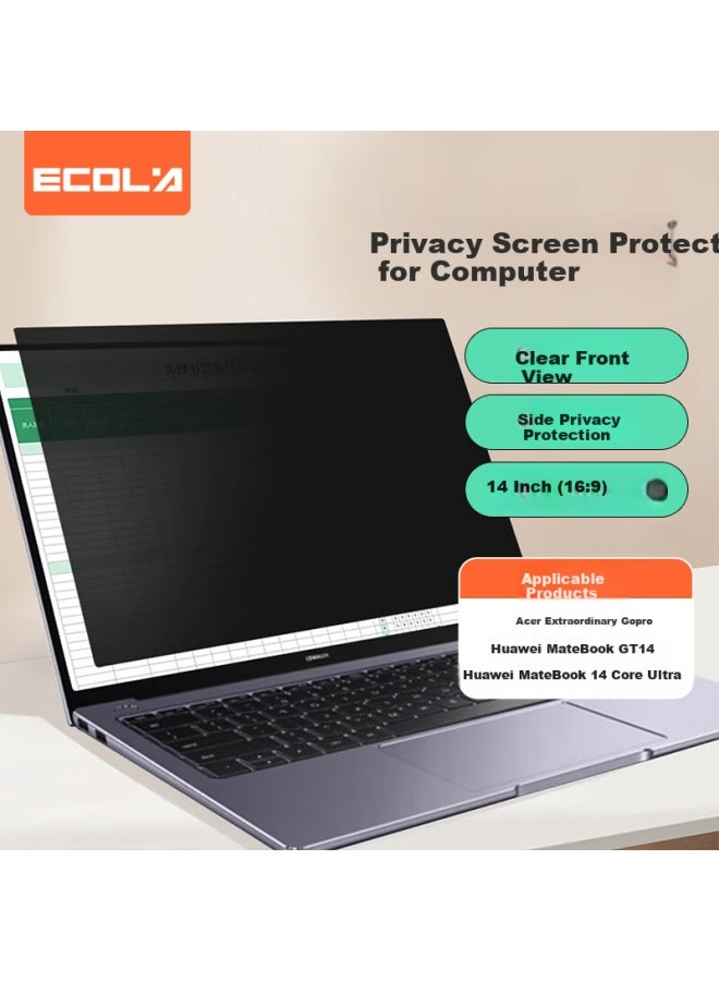 Ekeray Computer Privacy Screen Protector Desktop Monitor Privacy Filter Black 14 Inch 16:9 Screen