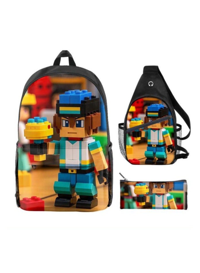 حقيبة مدرسية جديدة من ثلاث قطع كرتونية عالمية - 678 - Image 2