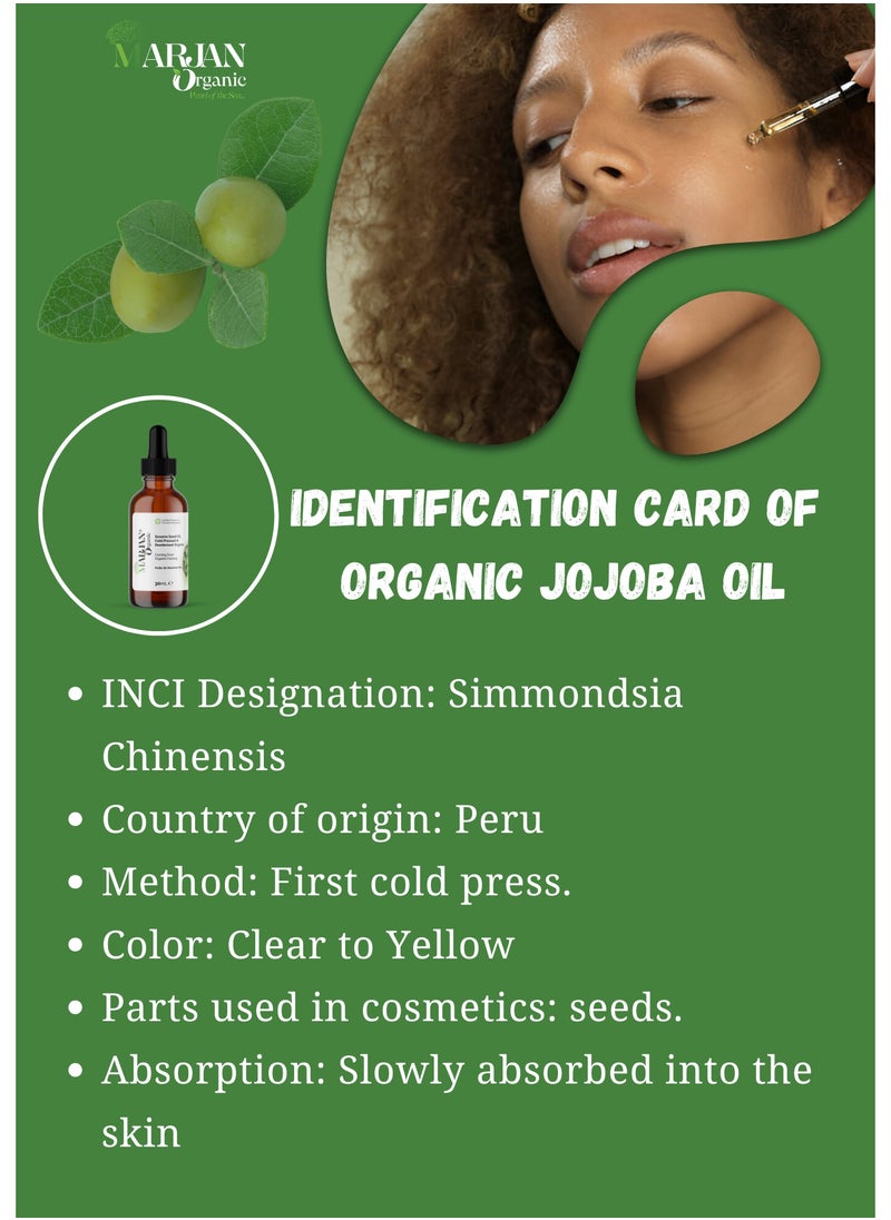MARJAN ORGANIC Jojoba Oil 10ml - Certified Organic - 100% Pure Cold Pressed Unrefined - For Hair Growth, Dandruff, Beard, Face, Body, Dry Skin, Nails - Deeply Moisturizing - For Men & Women  - Image 3