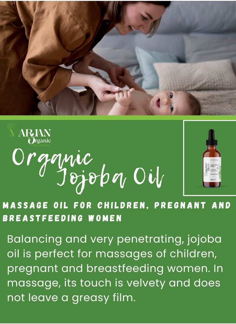 MARJAN ORGANIC Jojoba Oil 10ml - Certified Organic - 100% Pure Cold Pressed Unrefined - For Hair Growth, Dandruff, Beard, Face, Body, Dry Skin, Nails - Deeply Moisturizing - For Men & Women  - Image 5