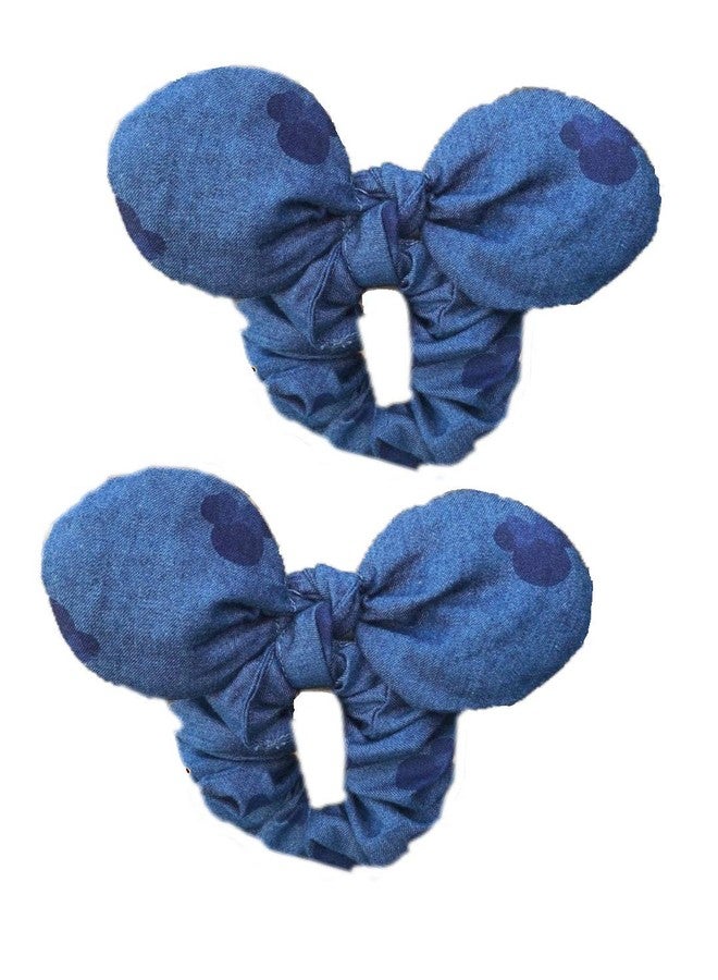 IBDA ربطات شعر على شكل أذن معقودة بنمط الدنيم من IBDA، ربطات شعر بلون موحد، ربطات شعر يدوية الصنع، إكسسوارات رأس (مقاس قابل للتعديل) عبوة من قطعتين. - Image 1