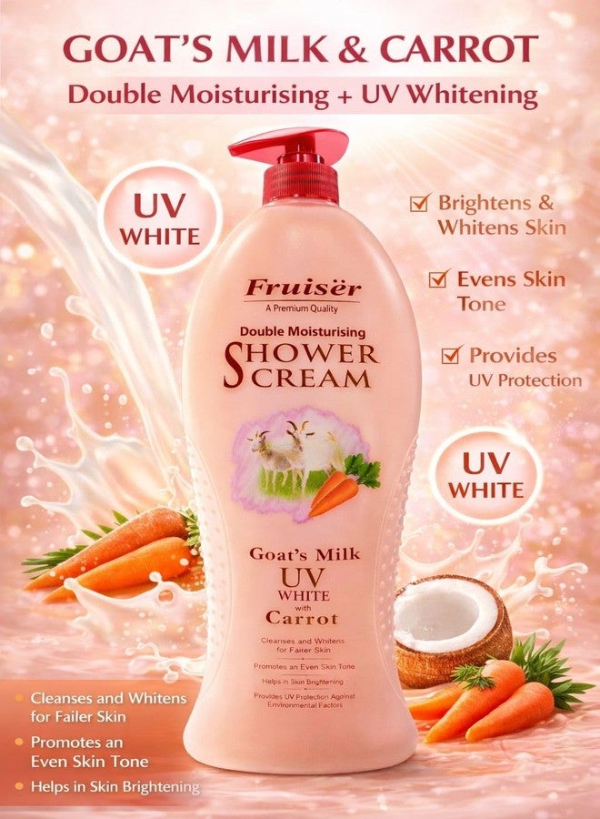 فروزير كريم استحمام فرويزر بحجم عائلي | غسول للجسم مرطب ومغذي | جل استحمام مرطب لطيف للاستخدام اليومي للبشرة الجافة والحساسة | منظف استحمام بتركيبة كريمية غنية | 1000 مل (حليب الماعز الأبيض مع الجزر) - Image 3