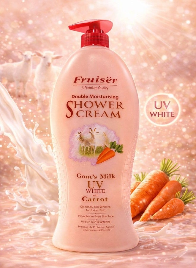 فروزير كريم استحمام فرويزر بحجم عائلي | غسول للجسم مرطب ومغذي | جل استحمام مرطب لطيف للاستخدام اليومي للبشرة الجافة والحساسة | منظف استحمام بتركيبة كريمية غنية | 1000 مل (حليب الماعز الأبيض مع الجزر) - Image 2