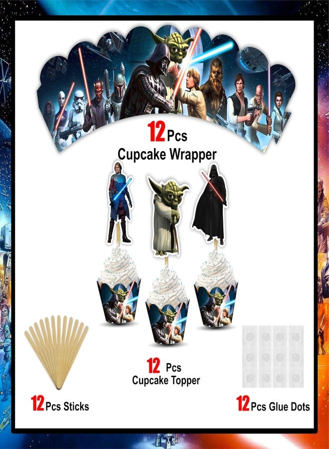 Seyal Str Wrs Themed Cupcake Wrappers, Sci-Fi Galaxy Inspired Dessert Cupcake Wraps for Parties, Events & Celebrations, Decorative Baking Accessories with Space Fantasy Design, Set of Premium Paper Wrappers - Image 3