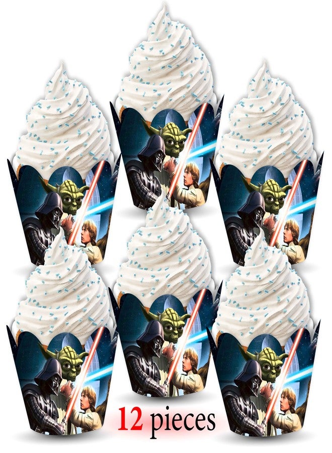 Seyal Str Wrs Themed Cupcake Wrappers, Sci-Fi Galaxy Inspired Dessert Cupcake Wraps for Parties, Events & Celebrations, Decorative Baking Accessories with Space Fantasy Design, Set of Premium Paper Wrappers - Image 2