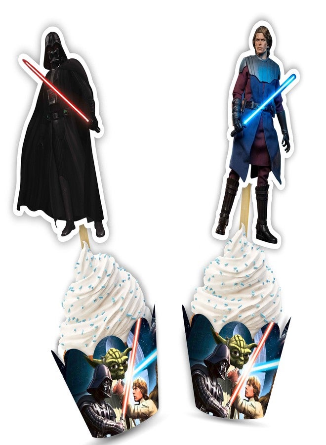 Seyal Str Wrs Themed Cupcake Wrappers, Sci-Fi Galaxy Inspired Dessert Cupcake Wraps for Parties, Events & Celebrations, Decorative Baking Accessories with Space Fantasy Design, Set of Premium Paper Wrappers - Image 1