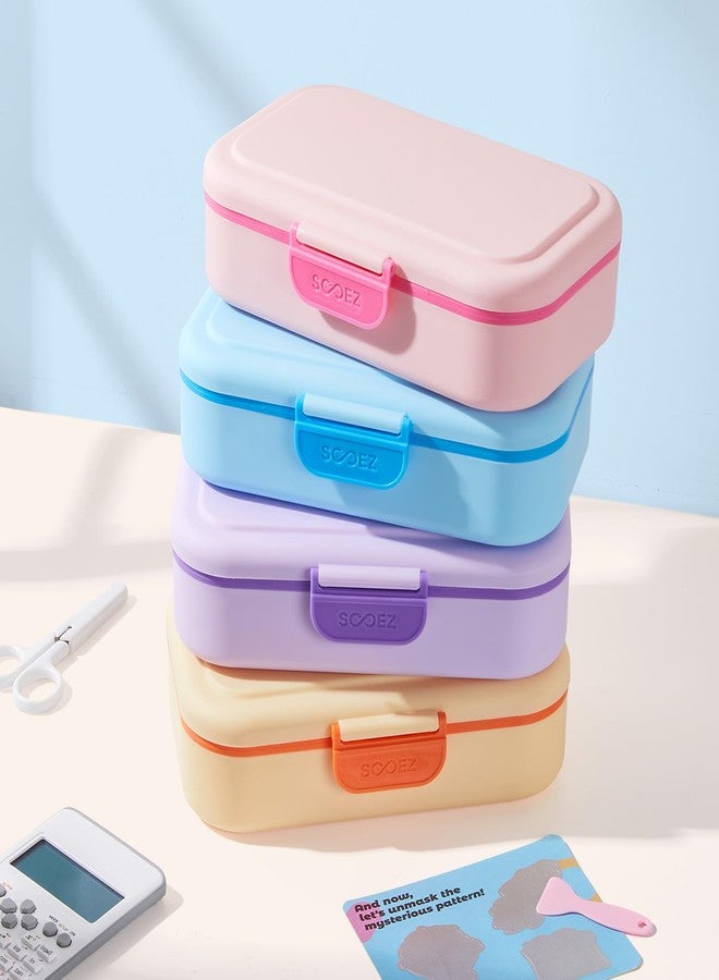 Sooez Double Layer Pencil Box, Plastic Pencil Case with Latch, Hard School Supply Box for Girls Boys Kids, Large Crayon Marker Pen Holder, Cute Art Storage Organizer, 1 Pack, Purple - Image 2