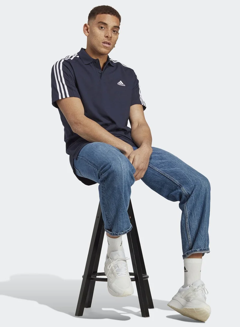 Adidas 3 Stripes Pique Logo Polo