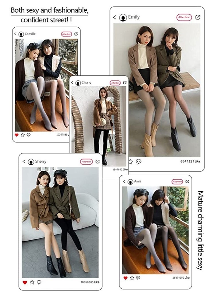 MIRFA Fleece Lined Tights Women Leggings Thermal Pantyhose Fake Translucent Tights Opaque High Waisted Winter Warm Sheer Tight  - Image 5