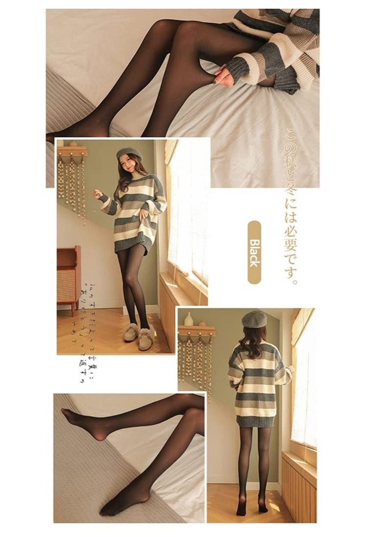 MIRFA Fleece Lined Tights Women Leggings Thermal Pantyhose Fake Translucent Tights Opaque High Waisted Winter Warm Sheer Tight  - Image 4