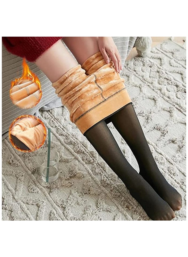MIRFA Fleece Lined Tights Women Leggings Thermal Pantyhose Fake Translucent Tights Opaque High Waisted Winter Warm Sheer Tight  - Image 3